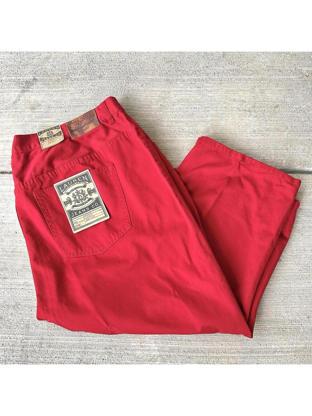 Lauren Ralph Lauren Classic Mid-Calf Capri Pants Sz 22W Summer 2 Promo Red